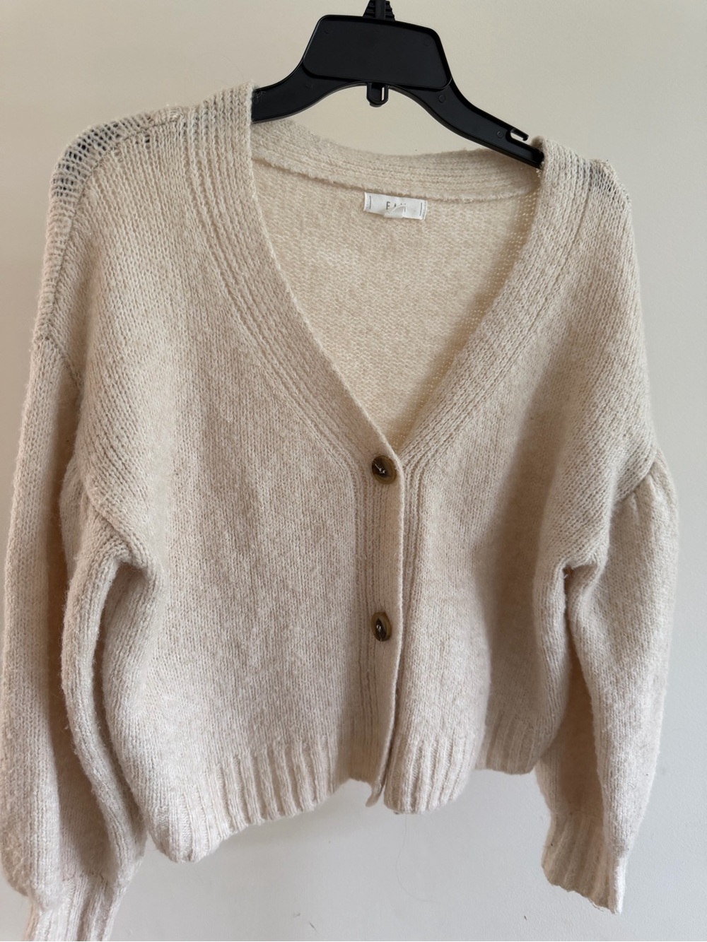 V-Neck Cream Button-Front Cardigan Sweater